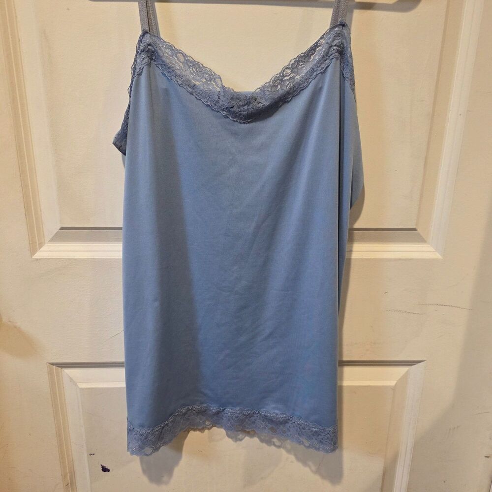 Fashion Bug Lace Trim Camisole Tank Top Women's Large Blue